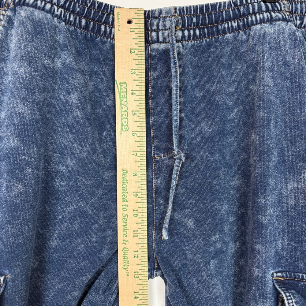 Vanilla Star Women Cargo Sweatpants XL Blue Acid Wash Stretch Wide Leg Skater - Picture 9 of 14